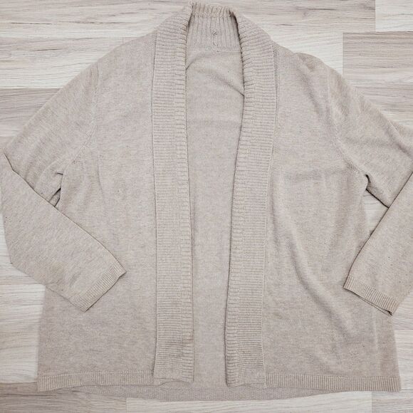 CHICOS Womens Tan Knit Cardigan Open Front Sweater Size Medium - Picture 2 of 5